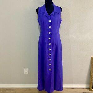 VTG Jessica Howard Purple Linen Maxi Dress - Open Back - 8